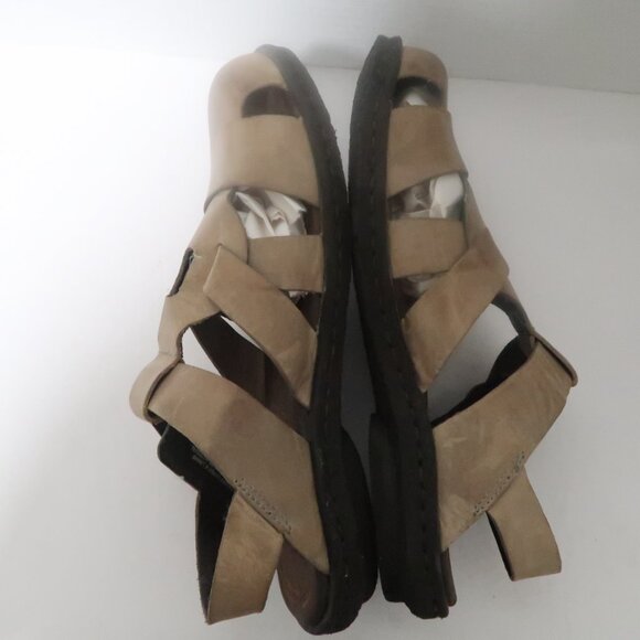 Born Women Taupe Leather Minimalist Flat  Sandals Sz 9 Fishermen Buckle shoes - Picture 7 of 14